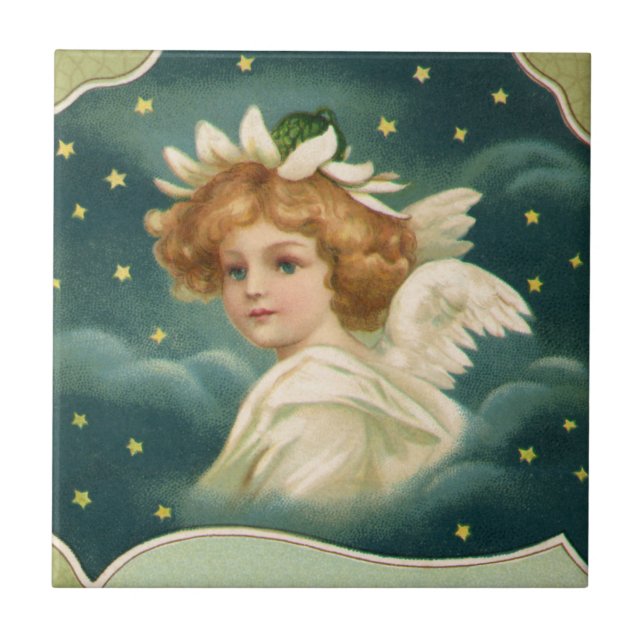 Natal Antigo, Anjo Vitoriano com Estrelas Douradas (Frente)