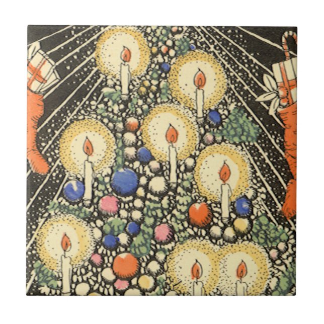 Natal Antigo, Árvore com Velas e uma Estrela (Frente)