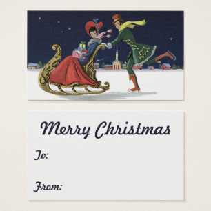 Natal Antigo, Casal Apaixonado Patinando no Gelo