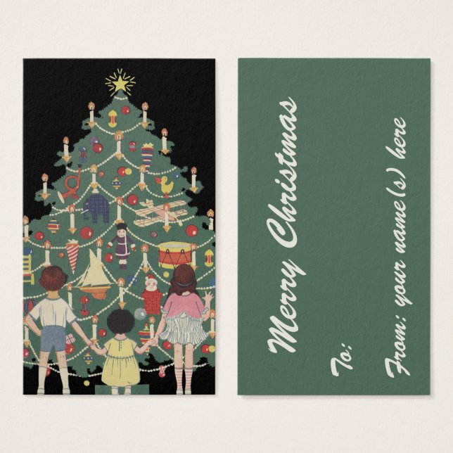 Natal Antigo: Crianças ao Redor de uma Árvore Deco (Frente & Verso)
