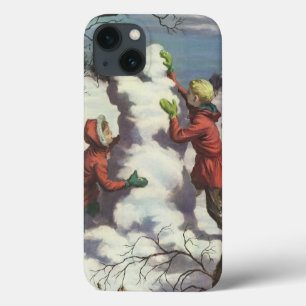 Natal Antigo, Crianças Brigando com Bolas de Neve