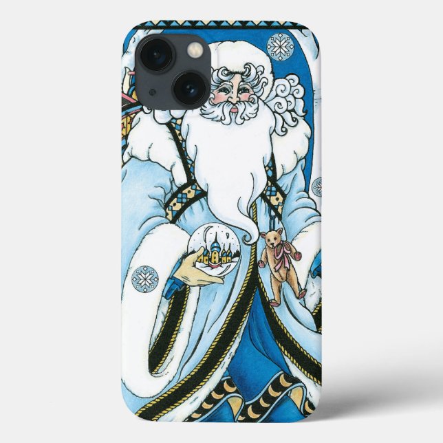Natal Antigo, Papai Noel Azul com Bola de Neve (Verso)