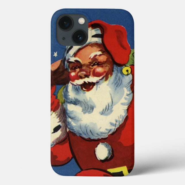 Natal Antigo, Papai Noel Descendo a Chaminé com Br (Verso)