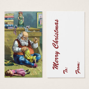 Natal Antigo, Papai Noel Fazendo Bonecas de Brinqu