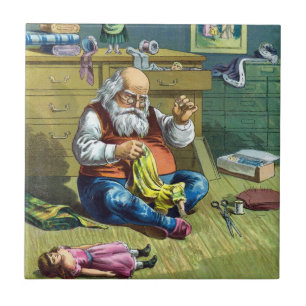 Natal Antigo, Papai Noel Fazendo Bonecas de Brinqu