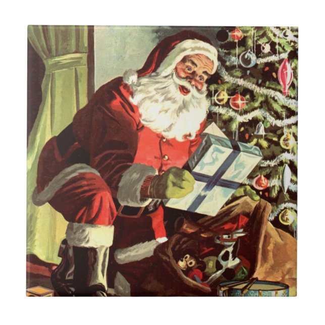 Natal Antigo, Papai Noel Retro com Presentes (Frente)