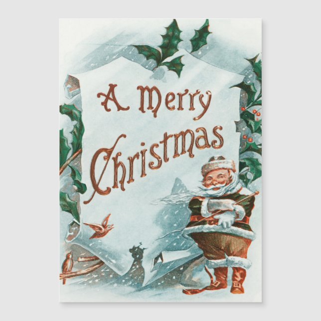 Natal Antigo Papai Noel Saudação Alegre (Frente)