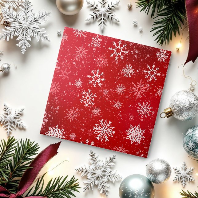 Natal Branco Festivo Rubi Vermelho com Flocos de N (Criador carregado)