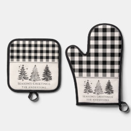 Natal clássico da Xadrez de Buffalo preto e Branco