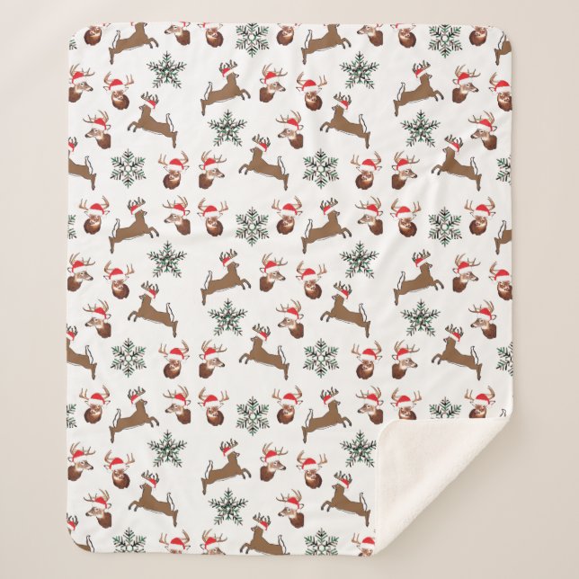 Natal, cobertor sherpa, feriado, renas (Frente)