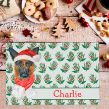 Natal com Nome do Cachorro em Aquarela Pastor Alem