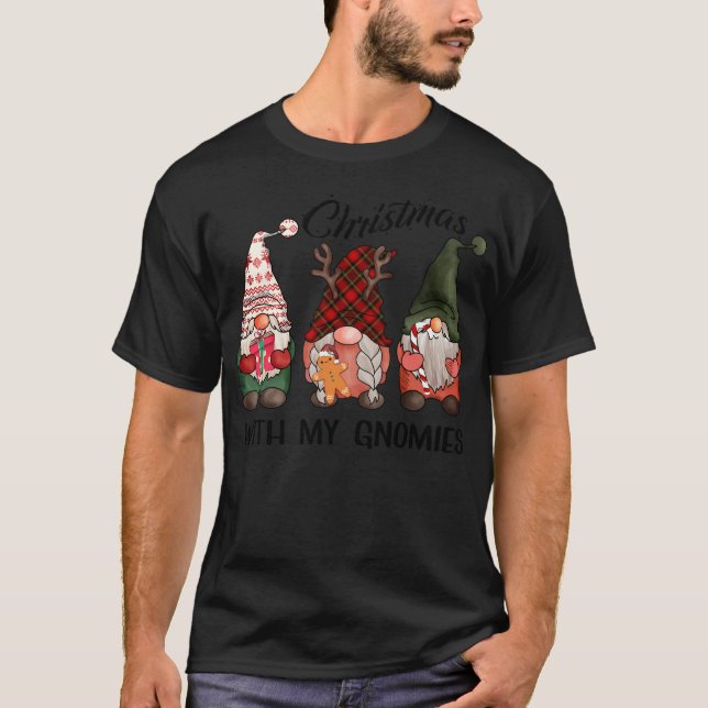 Natal Com Os Meus Gnomos Engraçado Camisa De Natal (Frente)