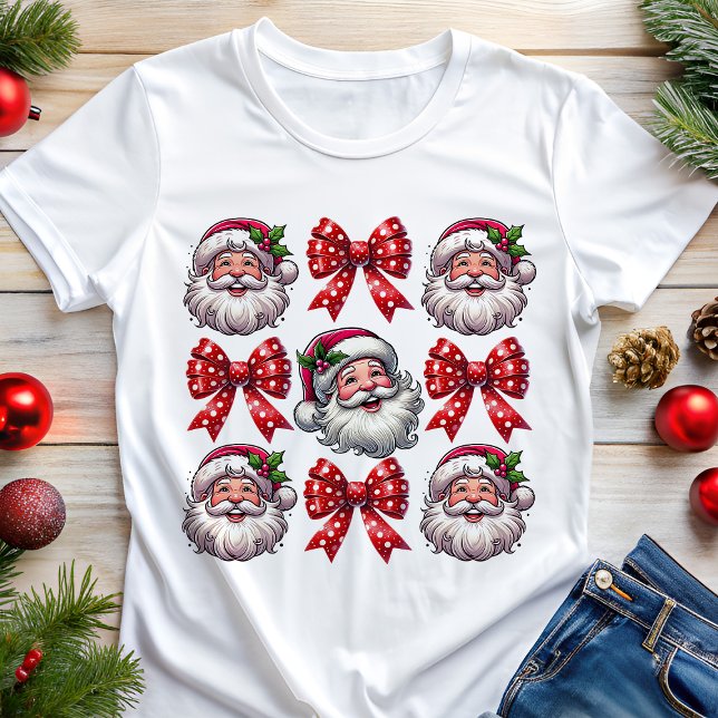 Natal com Rostos de Papai Noel Retrô e Laços Verme (Criador carregado)