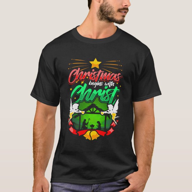 Natal Começa Com Cristo Camisa De Capa Longa Nati (Frente)