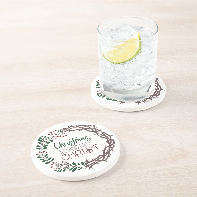 NATAL COMEÇA COM Porta copos CRISTO (Lateral)