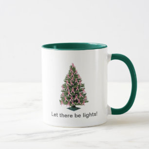 Natal cor-de-rosa da fita -- caneca