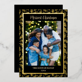 Natal da família moderna Elegante Preto e Dourado