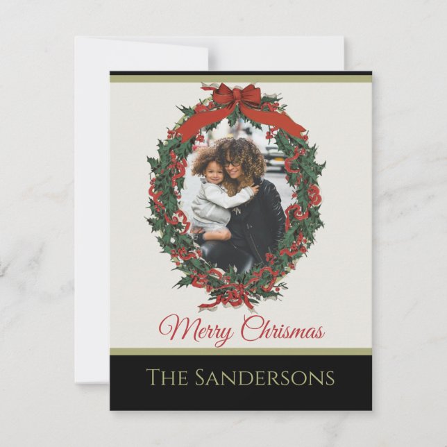 Natal de Feriado Moderno Negro Branco (Frente)