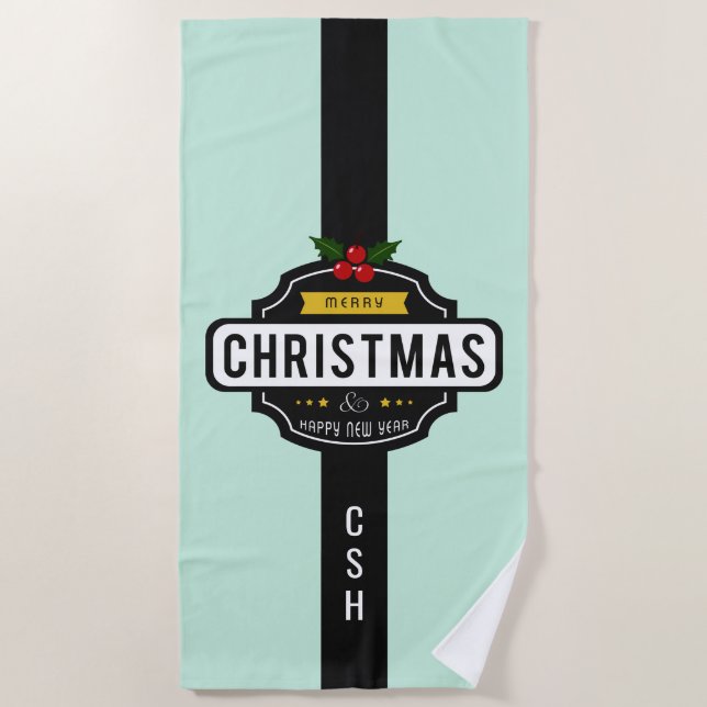 Natal Deseja uma toalha de monograma personalizada (Frente)