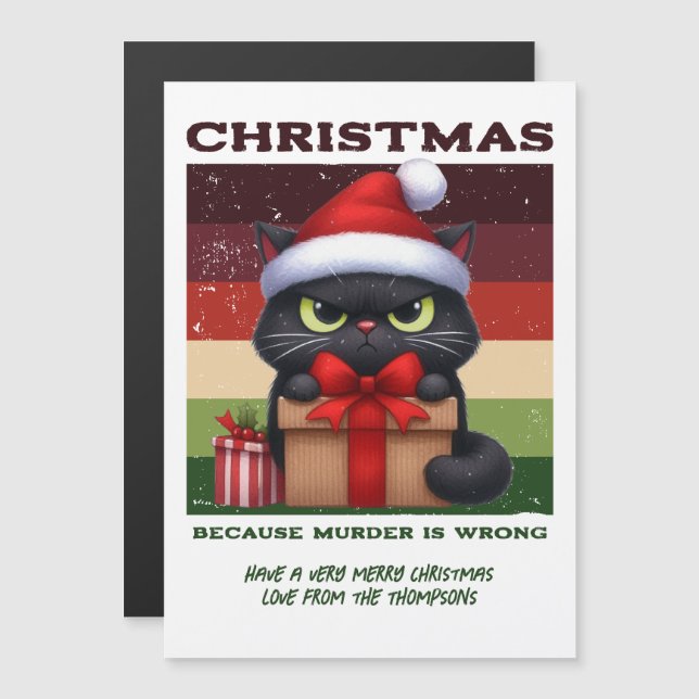 Natal Divertido e Irônico com Gato Retro (Frente/Verso)