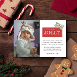 Natal do bebê Anúncio Foto do Natal<br><div class="desc">Esta é a estação para ser alegre, e não há melhor razão para espalhar alegria de feriado do que com este Cartão de Férias de Natal da Família de Anúncio de Nascimento, anunciando a chegada do seu pacote de alegria! Com uma foto emocionante e um design de "Esta é a...</div>