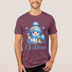 Natal do Boneco de Neve Fofo e Pássaros de Inverno