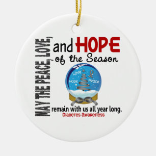 Natal do diabetes 3 ornamento do globo da neve