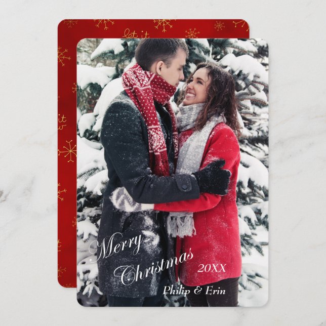 Natal do Modelo de Fotografia do Floco de Neve Dou (Frente/Verso)