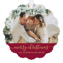 Natal do Script Dourado Vermelho Moderno 2 Fotogra