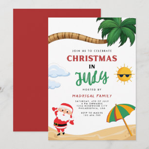 Natal do Verão Moderno em Convite de festas de jul