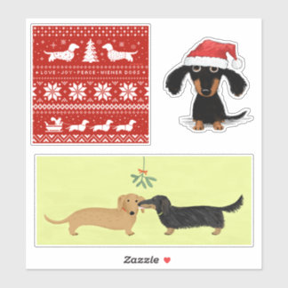 Natal do Wiener Dogs | Adesivos Dachshund Holiday