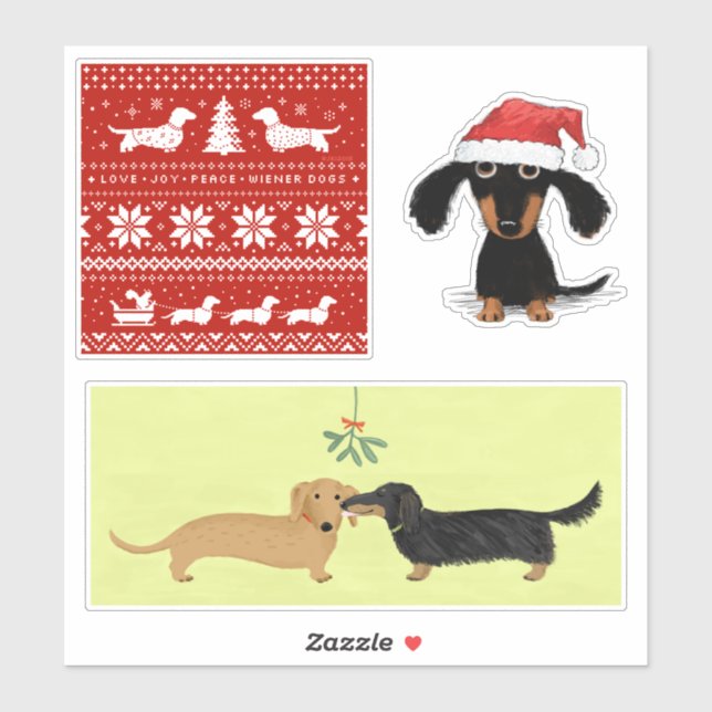 Natal do Wiener Dogs | Adesivos Dachshund Holiday (Folha)