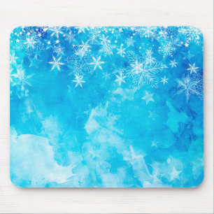 Natal dos Flocos de Neve Azul Elegante   Mousepad