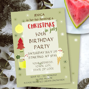 Natal em Convite de aniversário de julho