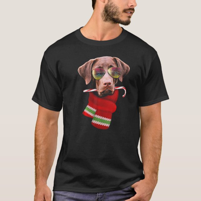Natal em julho Camisa Labrador Sunglass Cão (Frente)