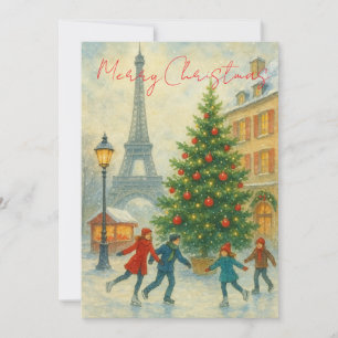 Natal em Paris Cartão de Agradecimento – Torre Eif