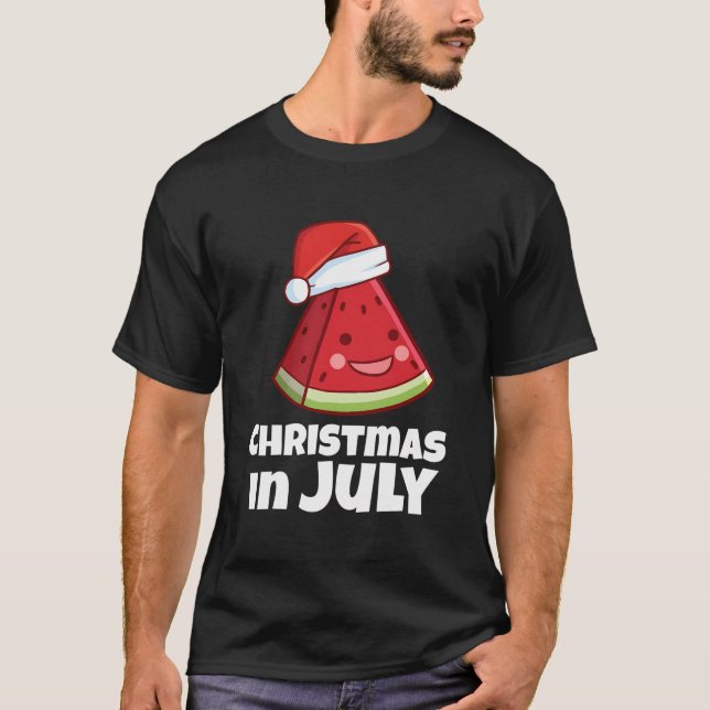 Natal Engraçado Em Julho Camisa De Verão Melancia  (Frente)