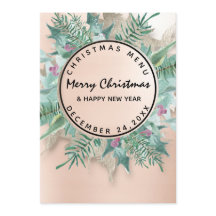 Natal Eve Holiday Winter Menu Blush Floral