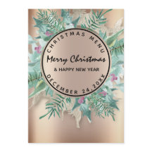 Natal Eve Holiday Winter Menu Rosa Wreath