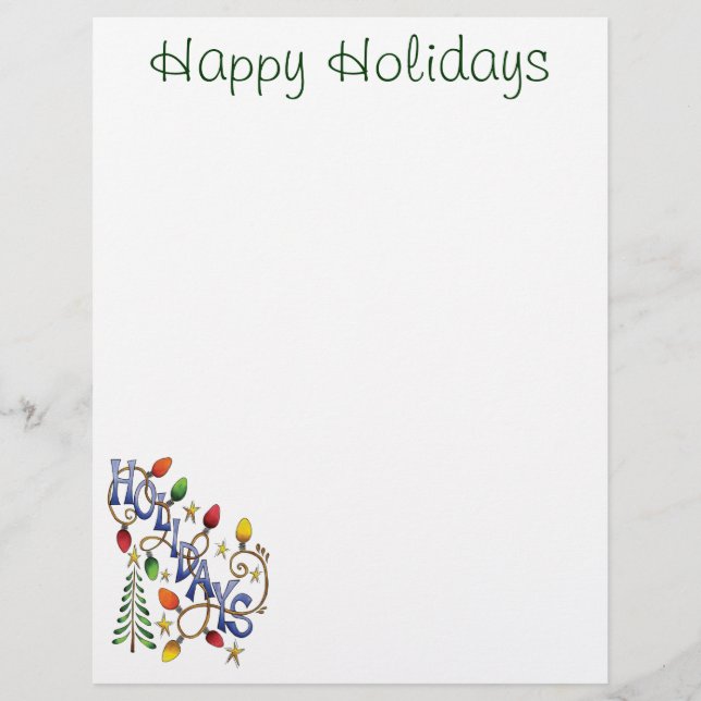 Natal Fofo, Luzes e Estrelas com Texto de Feriado (Frente)