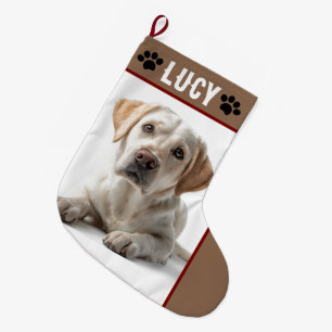 Natal Grande Foto & Nome Personalizado de Cachorro Meia de Na