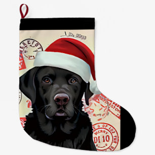 Natal Grande Meia de Labrador preto
