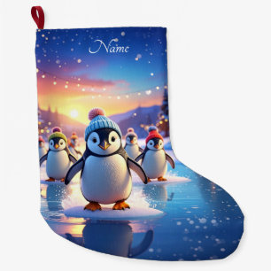 Natal Grande Pinguins Fofos de Chapéus de Inverno na Meia