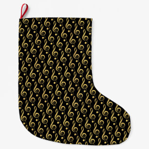 Natal Grande Preto e meia musical Dourado do Clef de triplo