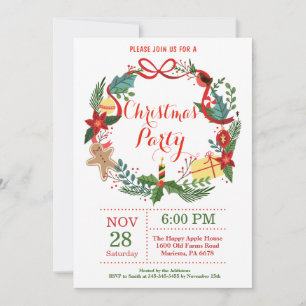 Natal Holiady Convite de festas Floral Wreath
