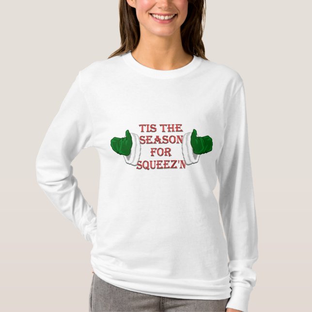 Natal Hoodie Engraçado Feriado Camisa Festiva Pres (Frente)