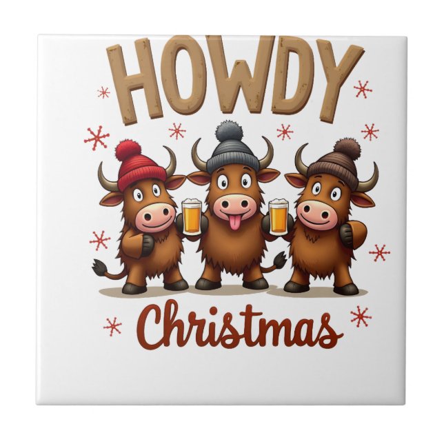 Natal Howdy Vaca Highland Divertida Presente Vaca  (Frente)