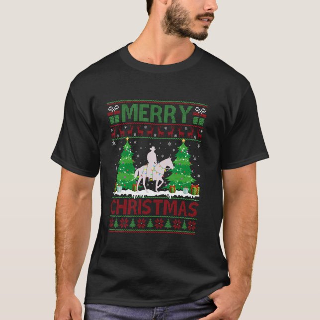 Natal Iluminação Árvore de Natal Suéter Feio Cowbo (Frente)