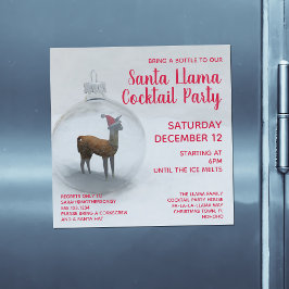 Natal Llama Cocktail Party - Convite Magnético