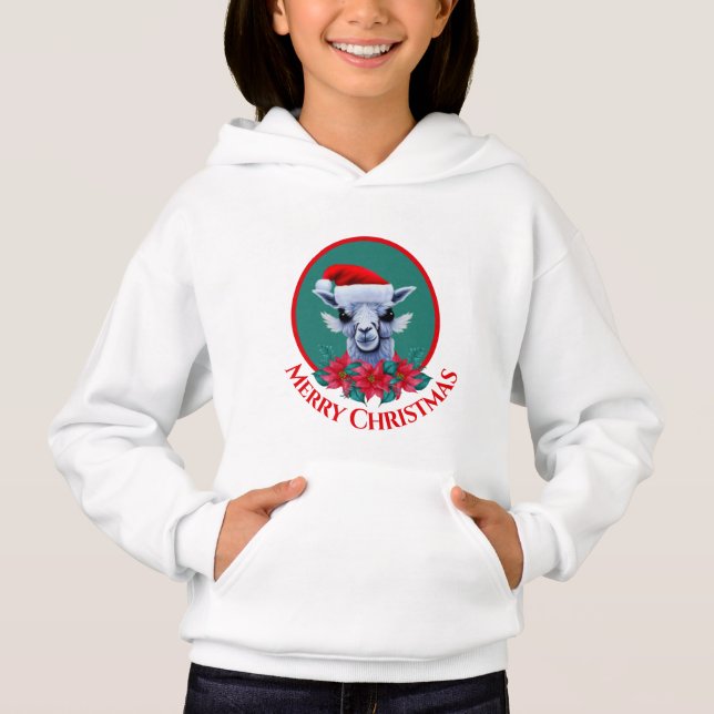 Natal Llama E Wreath Com Refúgio De Texto (Frente)